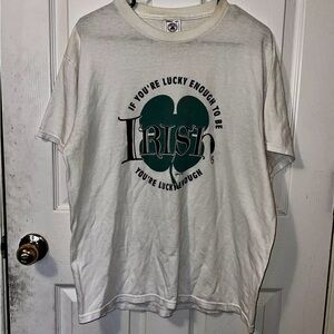 Vintage Delta St Patricks Day T Shirt Mens L White Irish Short Sleeve